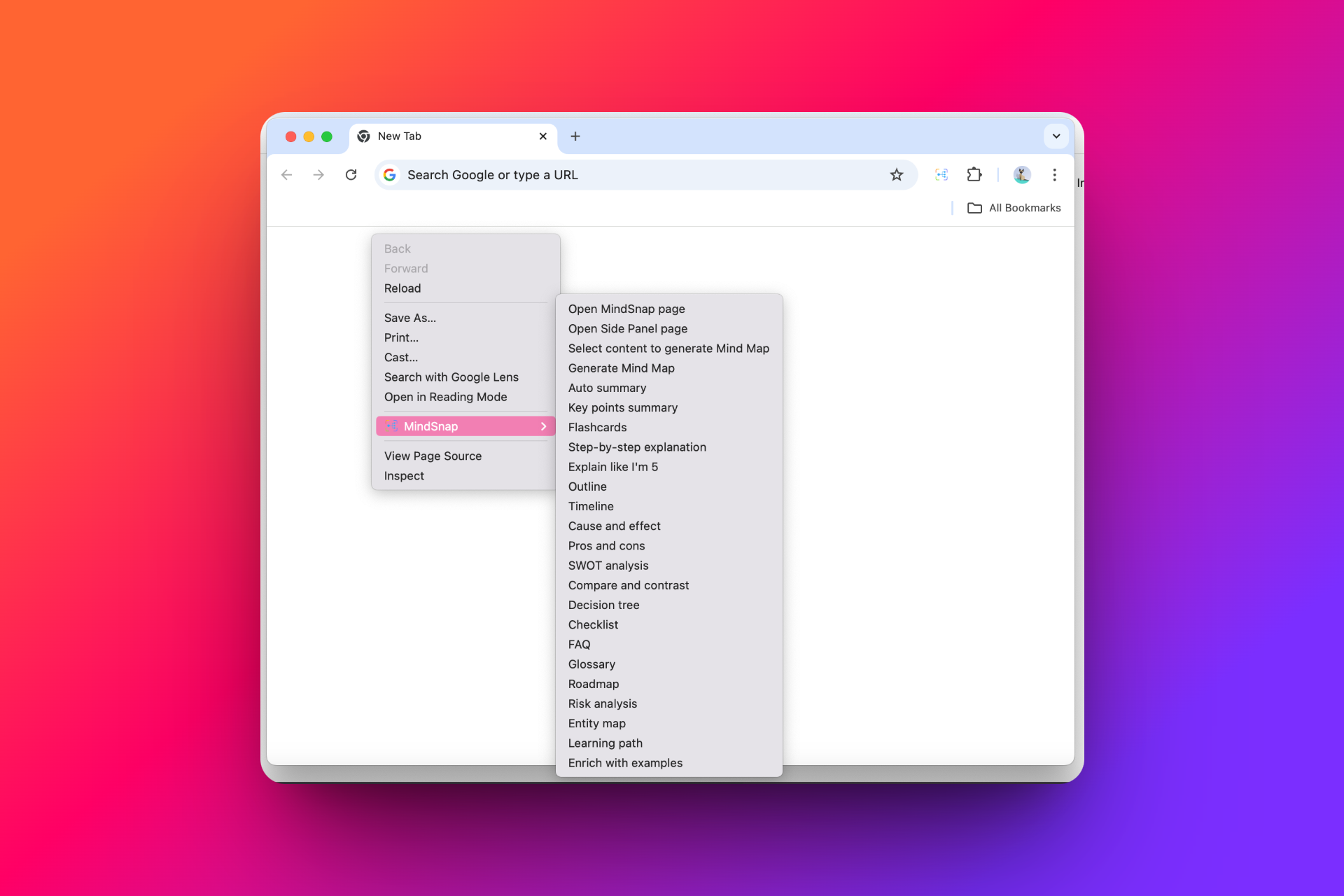 Menu Ngữ Cảnh MindSnap